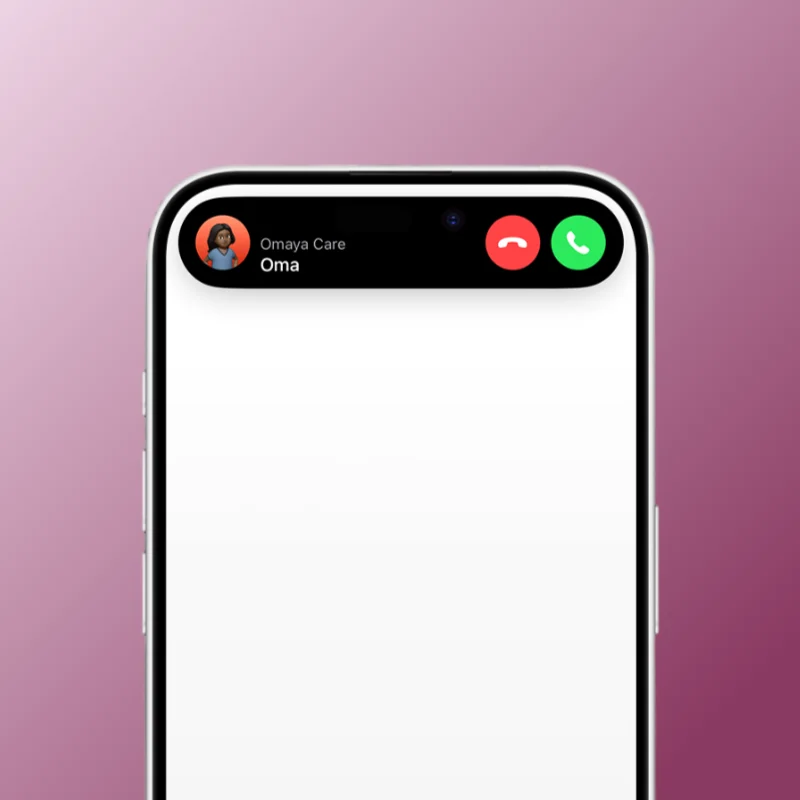 Omaya Care incoming call notification on iPhone